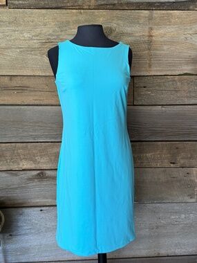 Judy P Aqua Blue Sleeveless Shift dress, Size Med